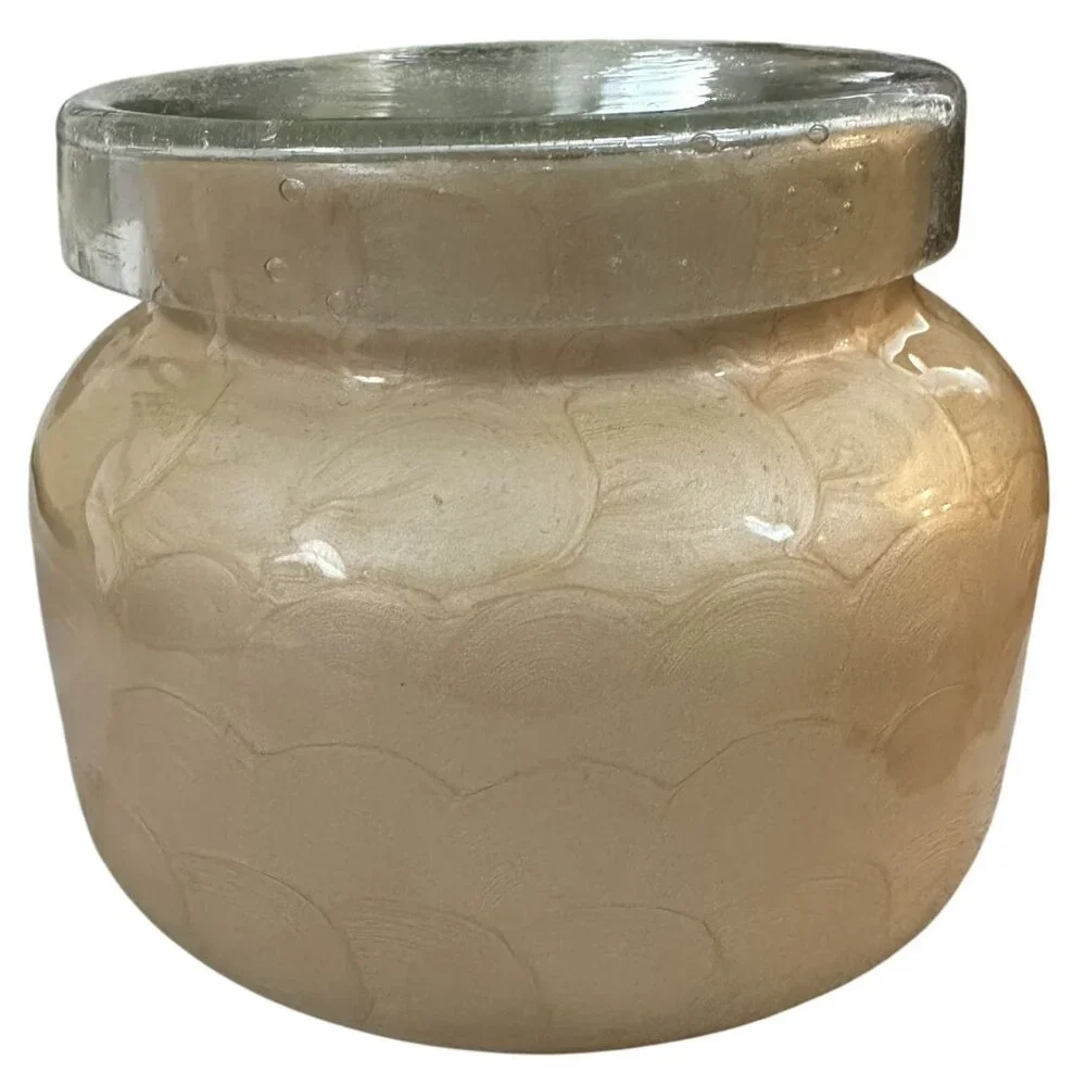 Capri Blue Empty Candle Jar 19oz Pink Capiz with Glass Lid Anthropologie DIY